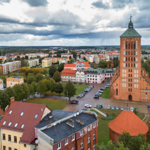 Braniewo, kosciol sw. Katarzyny. EU, PL, Warm-Maz. Lotnicze.